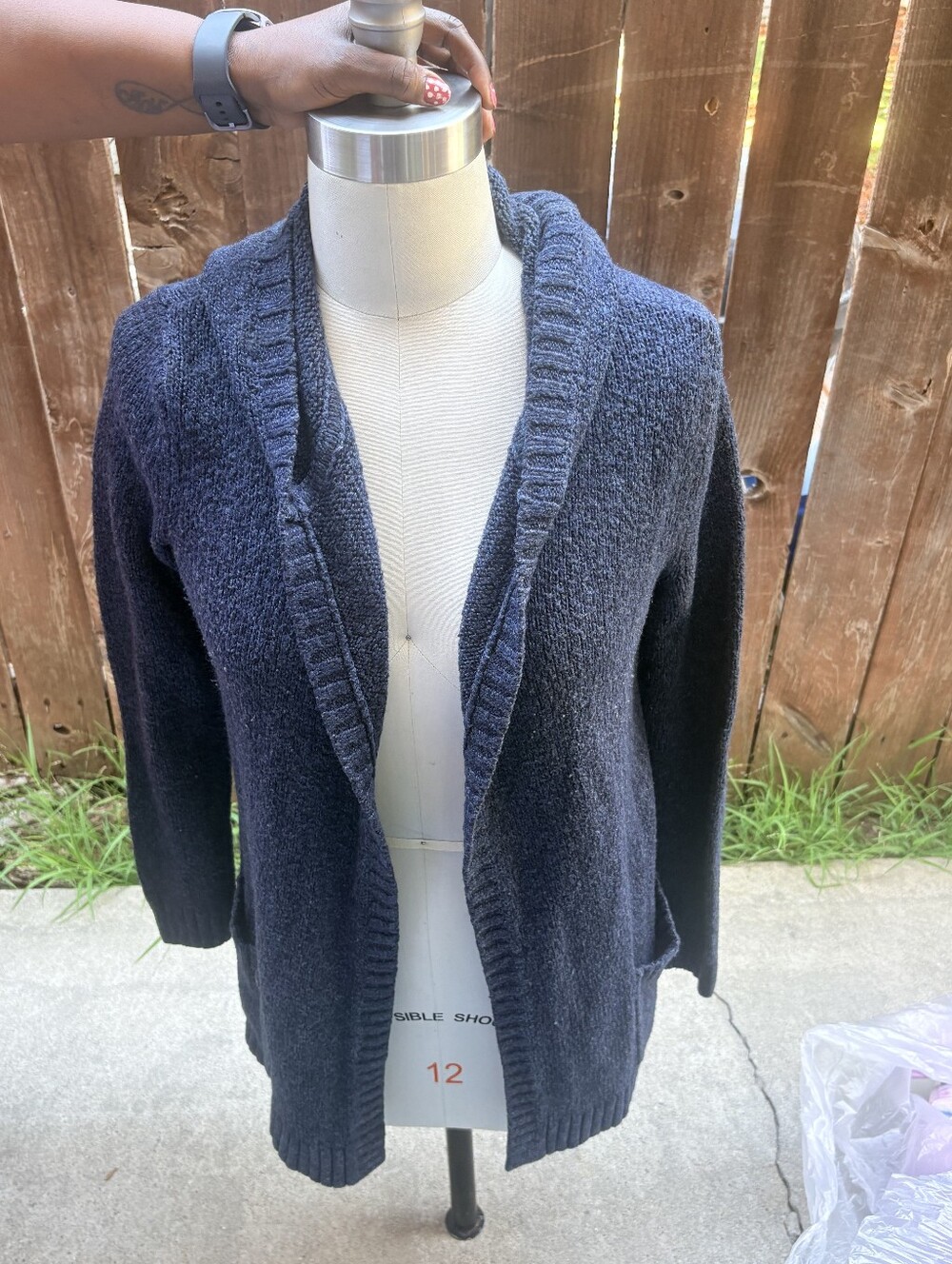 Eddie Bauer Women's Open-Front Navy Shawl Collar Cardigan